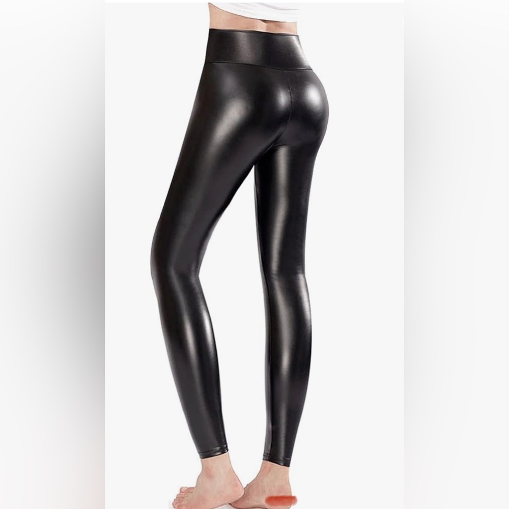 Ginasy Faux Leather Leggings with Tummy Control